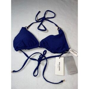Sea Level Australia Women French Navy Textured Triangle Bikini Top US 10 SL3016D